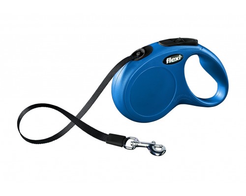 FLEXI Рулетка-ремень для собак до 50 кг, 5м, голубая (New Classic M-L tape 5m blue) (Флекси)