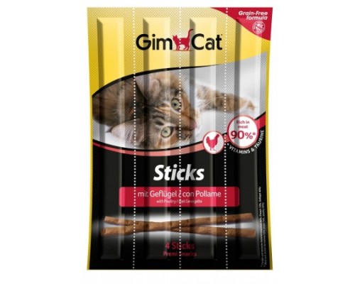 Gimcat Палочки лакомые беззерновые с домашней птицей и кроликом для кошек, 4 шт (Джимпет)