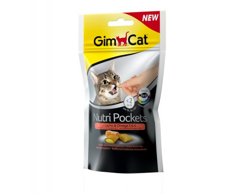 Gimcat Подушечки Нутри Покетс с Лососем и Омега 3 и 6 для кошек (Джимпет)