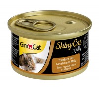 Gimcat Shiny Cat консервы для кошек Тунец, креветки и солодом (Джимпет)