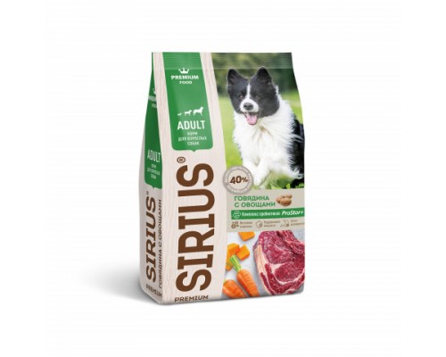 SIRIUS сухой корм для собак, говядина с овощами. Вес: 2 кг