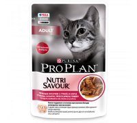 Pro Plan Nutri Savour влажный корм для взрослых кошек, нежные кусочки с уткой, в соусе. Вес: 85 г