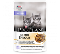 Pro Plan Nutri Savour влажный корм для котят, кусочки с курицей в желе. Вес: 85 г