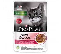 Pro Plan Nutri Savour влажный корм для взрослых стерилизованных кошек и кастрированных котов, с уткой в соусе. Вес: 85 г