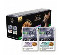 Pro Plan Nutri Savour влажный корм для взрослых стерилизованных кошек и кастрированных котов, 18 шт с индейкой в желе, 18 шт с океанической рыбой в желе, Мультипак. Вес: 36х85 г