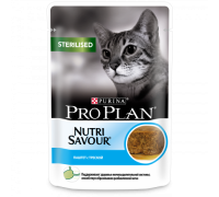 Pro Plan Nutri Savour влажный корм для взрослых стерилизованных кошек, паштет с треской. Вес: 85 г