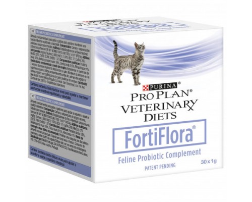 Pro Plan Veterinary Diets Forti Flora Feline Nutritional Complement Пищевая добавка для котят и кошек для нормализации микрофлоры желудочно-кишечного тракта, 30 пакетиков по 1 г. Вес: 1 шт