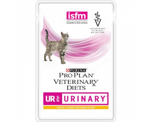 Pro Plan Veterinary Diets UR влажный корм для кошек при болезнях нижних отделов мочевыводящих путей c курицей. Вес: 85 г
