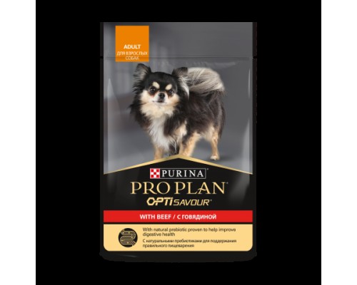 Pro Plan влажный корм для взрослых собак мелких и карликовых пород, с говядиной в соусе. Вес: 85 г