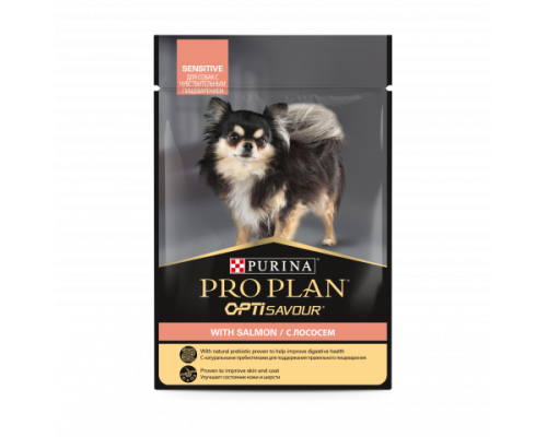 Pro Plan влажный корм для взрослых собак с чувствительным пищеварением, с лососем в соусе. Вес: 85 г
