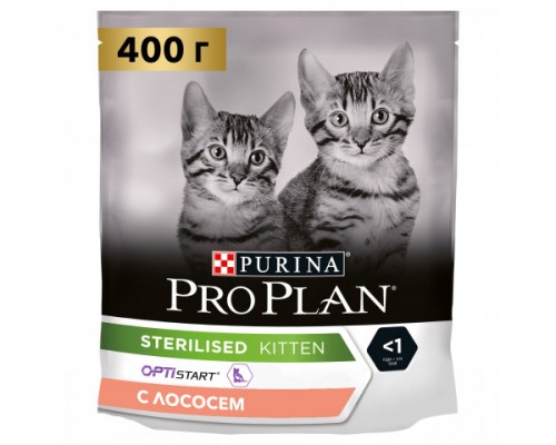 Pro Plan Sterilised сухой корм для стерилизованных котят, с лососем. Вес: 400 г