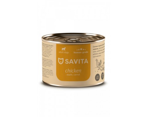SAVITA консервы для собак «Курица с яблоком и морковью». Вес: 240 г