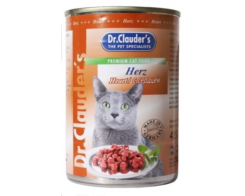 Dr.Clauder's консервы для кошек, с сердцем. Вес: 415 г