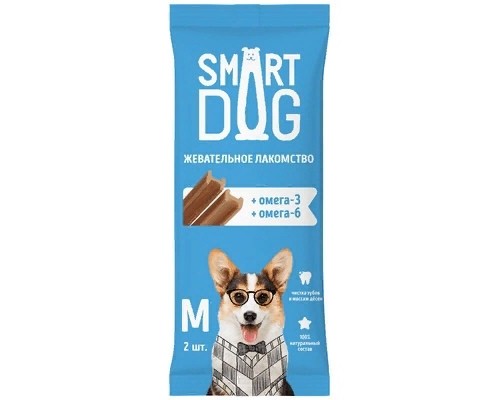 SMART DOG лакомство жевательное для собак малых пород, размер S, с Омега-3 и Омега-6