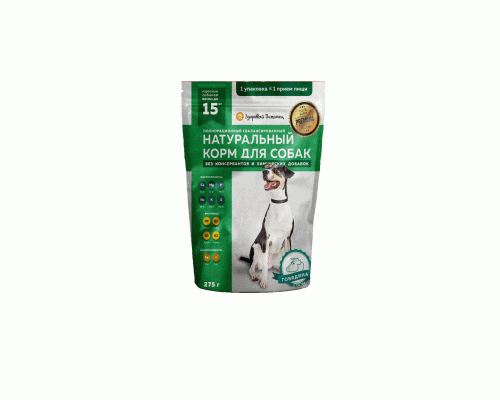 Здоровый Питомец Полнорационный натуральный корм для собак до 15 кг Здоровый Питомец (Говядина греча) Вес: 275 г
