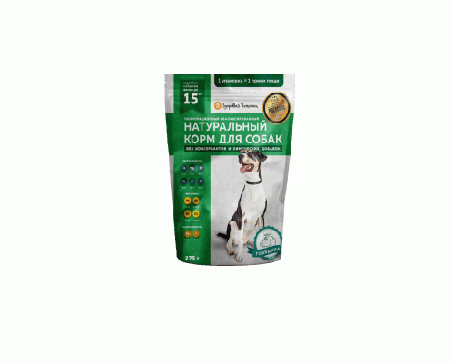 Здоровый Питомец Полнорационный натуральный корм для собак до 15 кг Здоровый Питомец (Говядина рис) Вес: 275 г