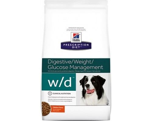 Hills Presсription Diet Canine w/d with Chicken сухой корм для собак W/D профилактика сахарного диабета, запоров, колитов (Хиллс). Вес: 1,5 кг