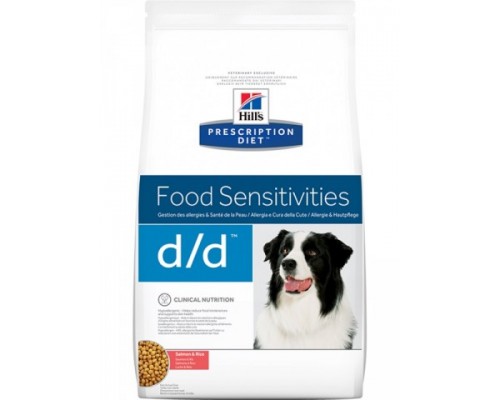 Hills Presсription Diet d/d Food Sensitivities сухой диетический корм для собак для поддержания здоровья кожи и при пищевой аллергии лосось и рис (Хиллс). Вес: 12 кг