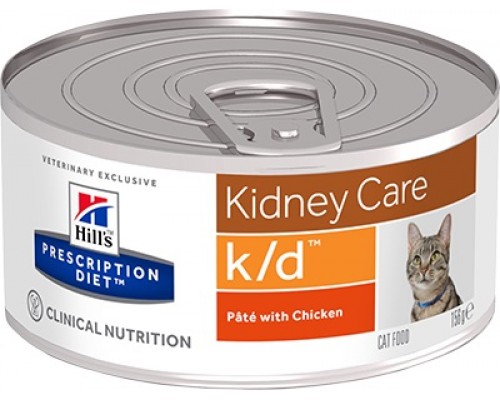 Hills Presсription Diet k/d Feline Фарш с курицей консервы для кошек K/D профилактика заболеваний почек, МКБ (оксалаты, ураты) (Хиллс). Вес: 156 г