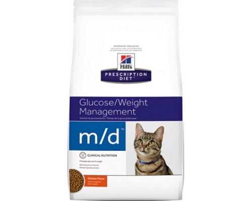Hills Presсription Diet m/d Feline сухой корм для кошек M/D профилактика сахарного диабета, ожирение (Хиллс). Вес: 1,5 кг
