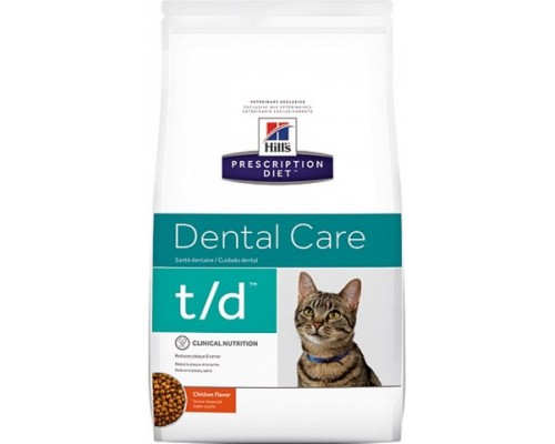 Hills Presсription Diet t/d Feline сухой корм для кошек T/D профилактика заболеваний полости рта (Хиллс). Вес: 1,5 кг