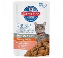 Hills Science Plan Feline Sterilised Cat Young Adult с лососем Пауч для стерилизованных кошек до 6 лет (Хиллс). Вес: 85 г