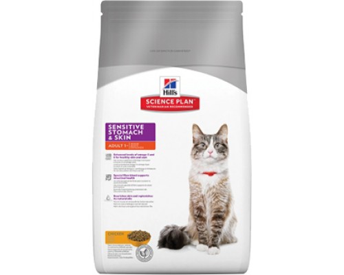 Hills Science Plan Sensitive Stomach & Skin корм для взрослых кошек для здоровья ЖКТ (Хиллс). Вес: 400 г