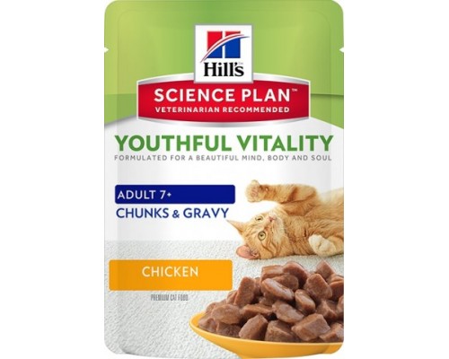 Hills Science Plan Youthful Vitality аппетитные кусочки в соусе для кошек старше 7 лет пауч Курица (Хиллс). Вес: 85 г