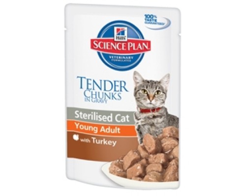 Hills Science Plan Feline Young Adult Sterilised Turkey Пауч для стерилизованных кошек от 6 мес до 6 лет (Индейка) (Хиллс). Вес: 85 г