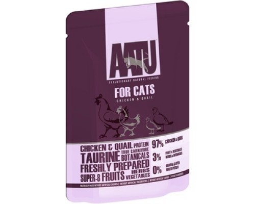 AATU Паучи для кошек  Курица и Перепел (FOR CATS CHICKEN & QUAIL). Вес: 85 г