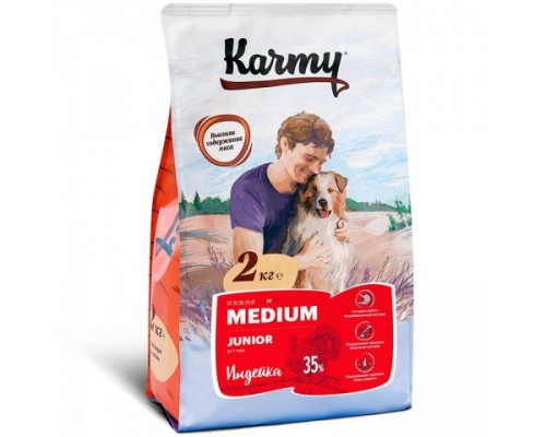 KARMY сухой корм Медиум Юниор для щенков средних пород Индейка. Вес: 2 кг