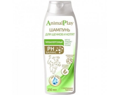 Animal Play Шампунь Гипоаллергенный с протеинами пшеницы и витаминами для щенков и котят (Энимал Плей). Объем: 250 мл