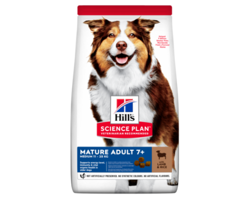 Hills Science Plan Canine Mature Adult 7+ корм для собак средних пород старше 7 лет Ягненок/Рис (Хиллс). Вес: 2,5 кг