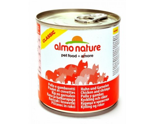 Almo Nature Консервы для Кошек с Курицей и Креветками (Classic Adult Cat Chicken&Shrimps). Вес: 280 г