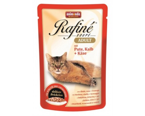 Animonda Паучи для кошек с индейкой, телятиной и сыром (Rafine Soupe Adult). Вес: 100 г