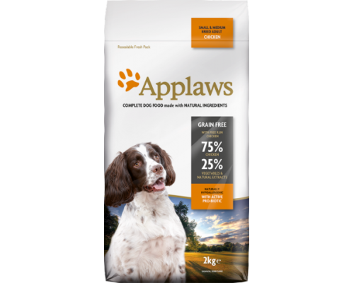 Applaws Беззерновой для Собак малых и средних пород "Курица/Овощи: 75/25%" (Dry Dog Small Medium Breed Adult Chicken). Вес: 2 кг