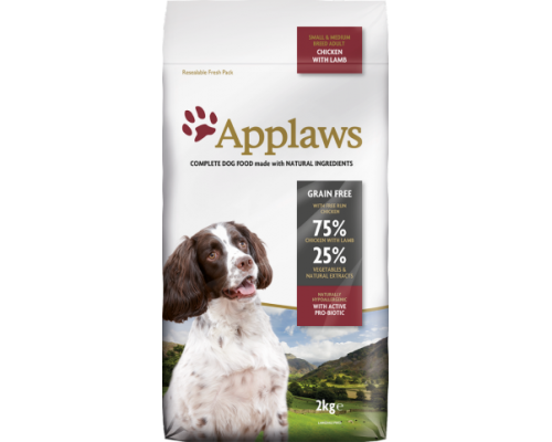 Applaws Беззерновой для Собак малых и средних пород "Ягненок/Овощи: 75/25%"(Dry Dog Small Medium Breed Adult Chicken with Lamb). Вес: 7,5 кг