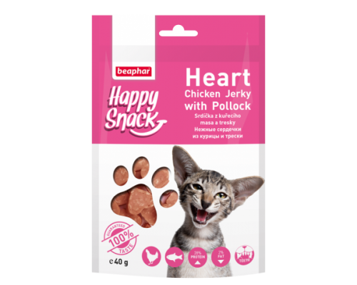 Beaphar Лакомство для кошек Hежные сердечки из курицы и трески Happy Snack (Беафар). Вес: 40 г