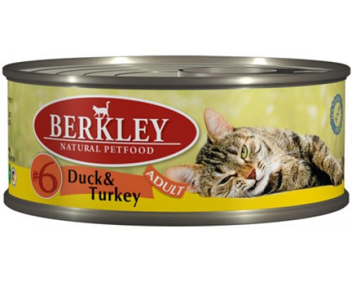 BERKLEY (Беркли) консервы для кошек утка и индейка №6. Вес: 100 г