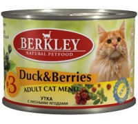 BERKLEY (Беркли) консервы для кошек утка с лесными ягодами №3 200 г