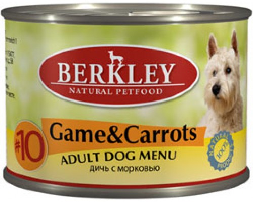 BERKLEY (Беркли) консервы для собак дичь с морковью №10. Вес: 200 г