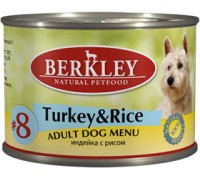 BERKLEY (Беркли) консервы для собак индейка с рисом №8. Вес: 200 г