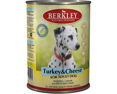 BERKLEY (Беркли) консервы для собак индейка с сыром. Вес: 400 г
