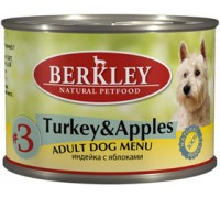 BERKLEY (Беркли) консервы для собак индейка с яблоками №3 200 г