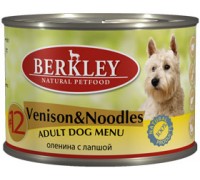 BERKLEY (Беркли) консервы для собак оленина с лапшой №12. Вес: 200 г