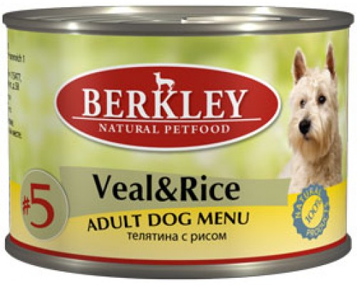 BERKLEY (Беркли) консервы для собак телятина с рисом №5. Вес: 200 г