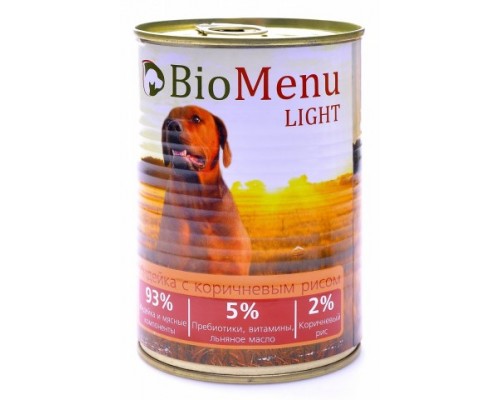 BioMenu LIGHT Консервы для собак Индейка с коричневым рисом 93%-МЯСО. Вес: 100 г