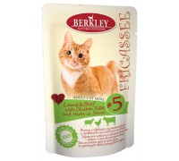 BERKLEY (Беркли) ФРИКАCСЕ консервы для кошек Ягненок и говядина с кусочками курицы и травами в соусе №5 (пауч). Вес: 85 г