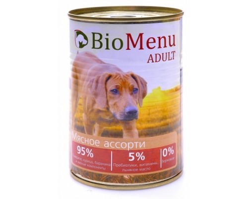 BioMenu ADULT Консервы для собак Мясное ассорти 95%-МЯСО. Вес: 100 г
