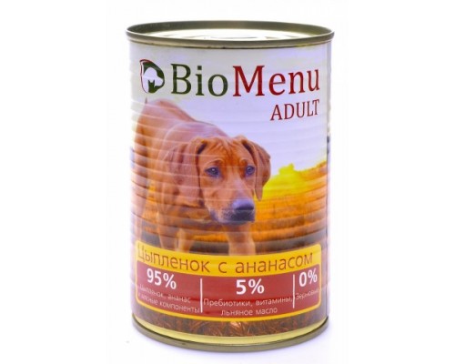 BioMenu ADULT Консервы для собак Цыпленок с Ананасами 95%-МЯСО. Вес: 100 г